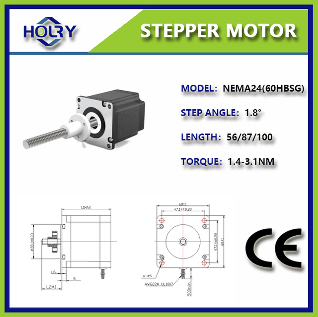Motor Paso NEMA 24 orek&oacute;va Tornillo de Plomo Integrado T8x8: Externo 60mmx56mm Bipolar 200 Pasos/Rev 1,8 Grado 2 A/Fase