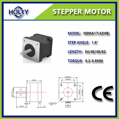 NEMA 17 42×42mm 1.5 A 1.8° 0.9° 2.4N.m Hybrid Stepper Motor for height sensor