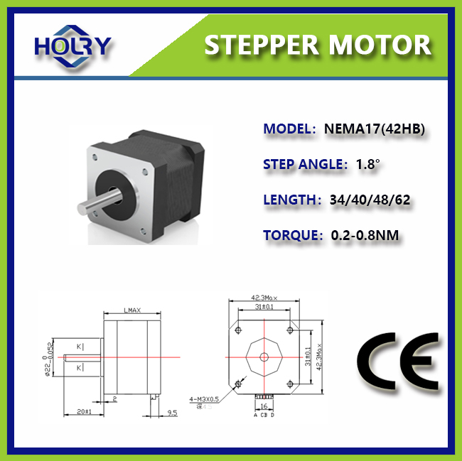 NEMA 17 42HW 0 .8 A 1.8°0.7N.m Hybrid Stepper Motor 