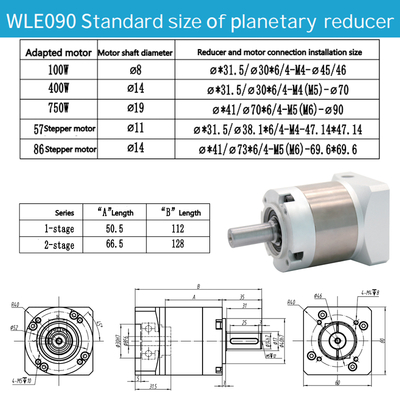 NEMA24 Planetary Reducer Reduction Ratio L1/3.4.5.7.10 or L2/9.12.15.20.25.30.40.50.70 Rated Input Speed:4000rpm Transmission Efficiency 90%