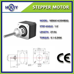 Non Captive NEMA 14 Stepper Motor Lead Linear Actuators: Lead Screw 35mmx34mm Bipolar 2 Phase 1.8 Degree 0.6 A/Phase